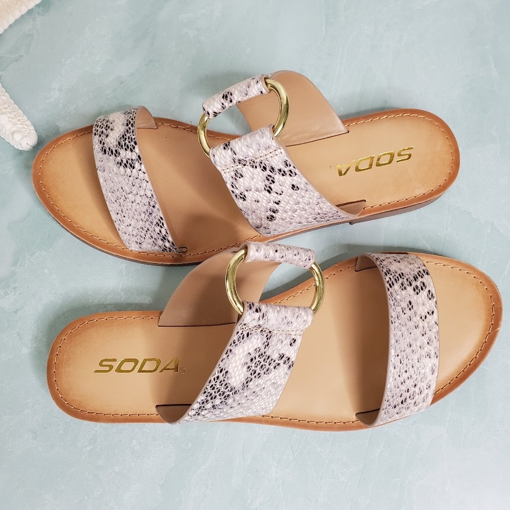 NEW Double Strap Python Sandals - Picture 6 of 8